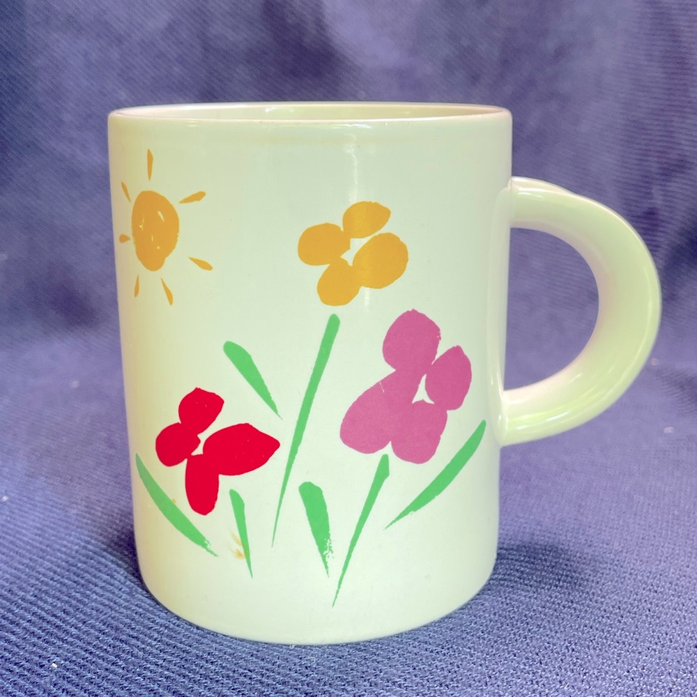 VINTAGE 1985 Teleflora Gift Floral Mug,  Flowers and Sun Coffee Tea Cup
